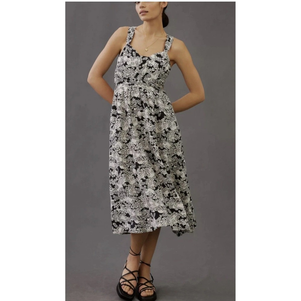 Women's Anthropologie MP NWT Floral Sweetheart‎ Cut-Out Midi Dress Parisian